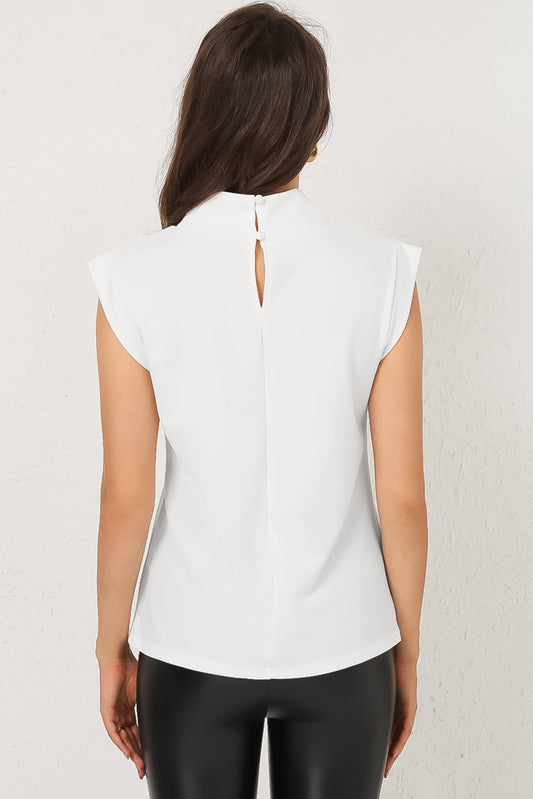 Mock Neck Cap Sleeve Blouse - Classique Collection