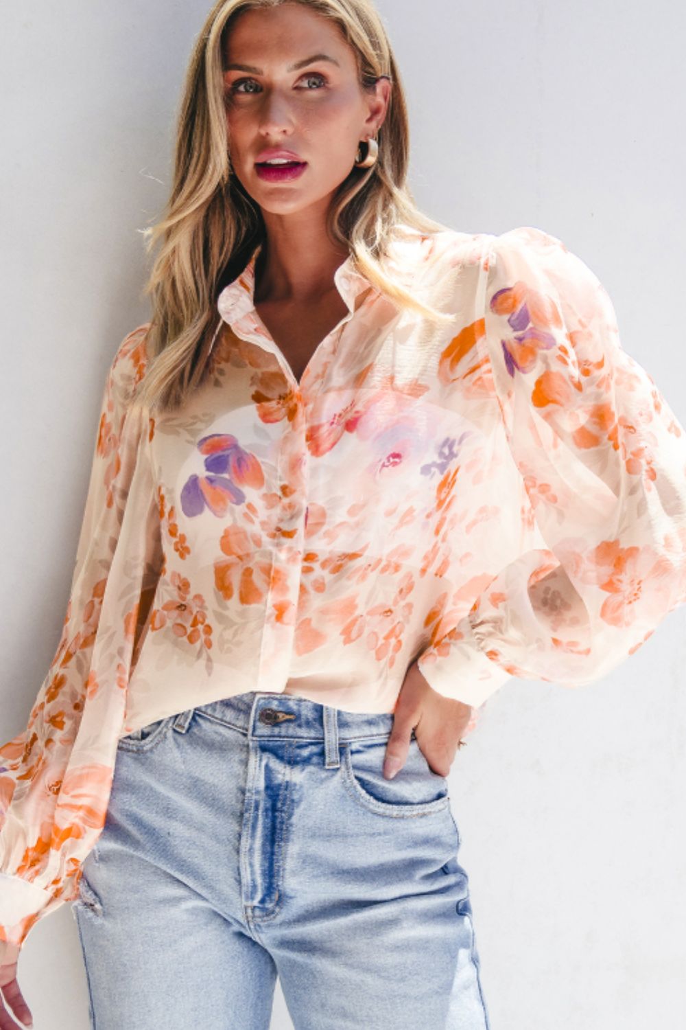 Printed Collared Neck Long Sleeve Shirt - Classique Collection
