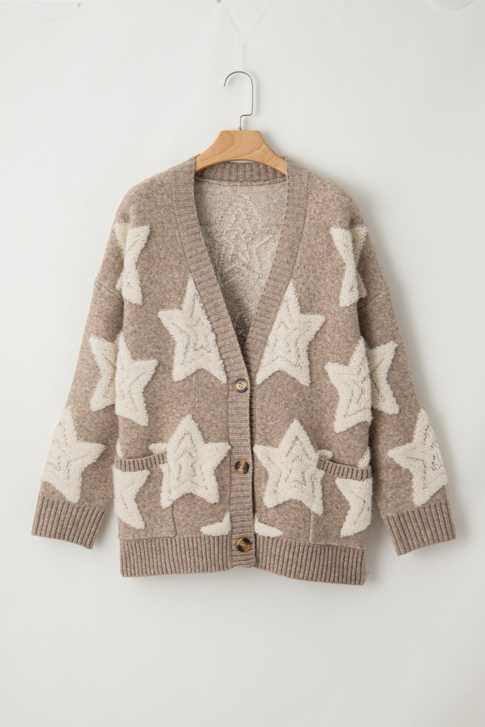 Star Button Up Long Sleeve Cardigan - ClassiQ