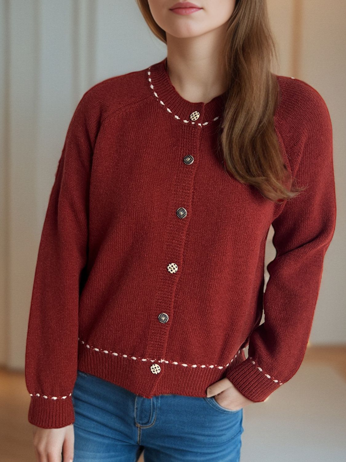Button Down Long Sleeve Cardigan - ClassiQ