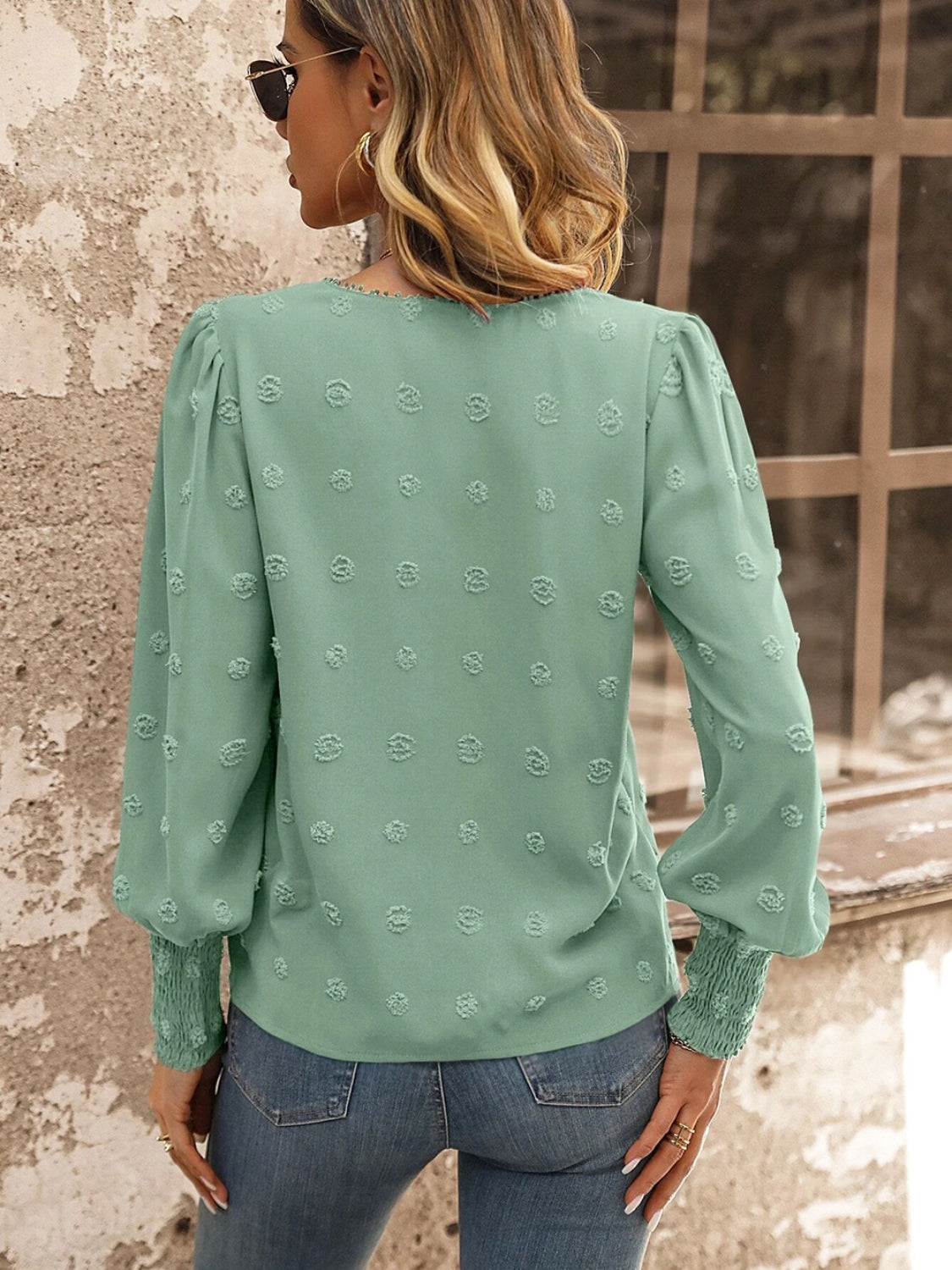 Swiss Dot Lace Detail Blouse - Classique Collection