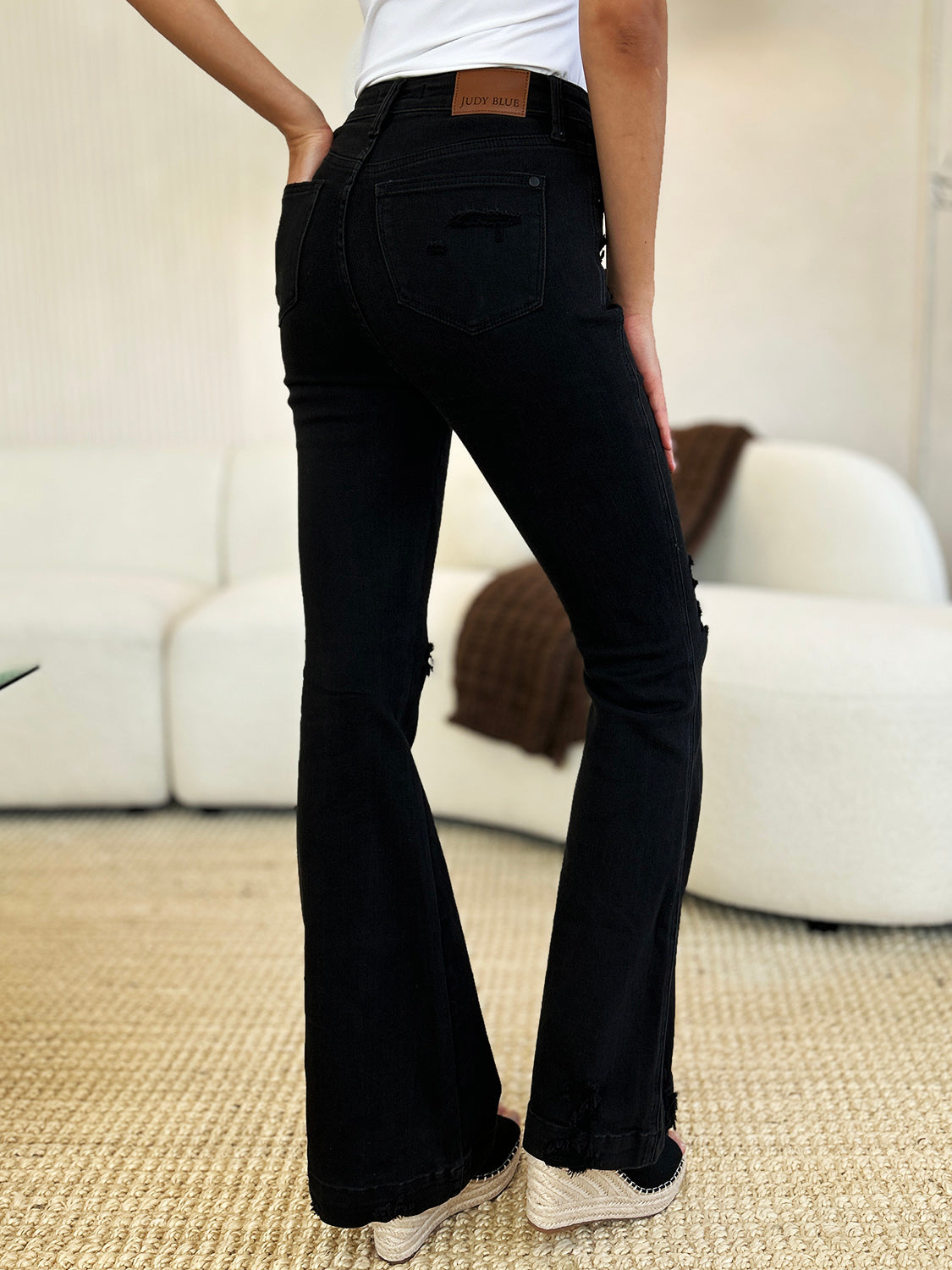 Judy Blue Full Size High Waist Distressed Flare Jeans - Classique Collection