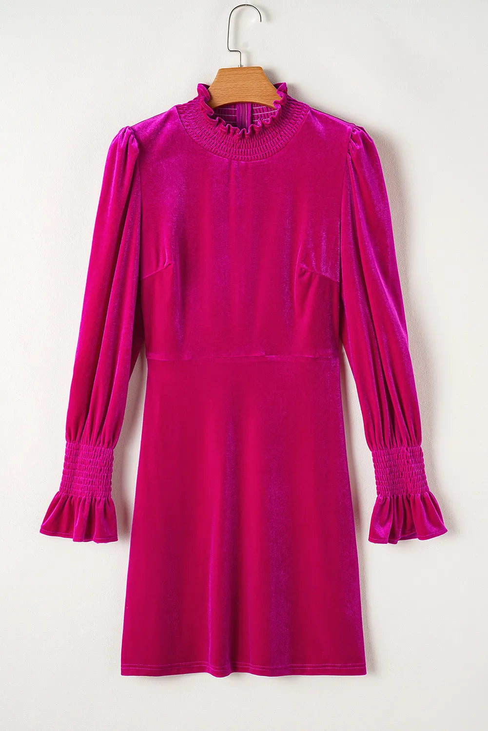 Frill Mock Neck Flounce Sleeve Mini Dress - Classique Collection