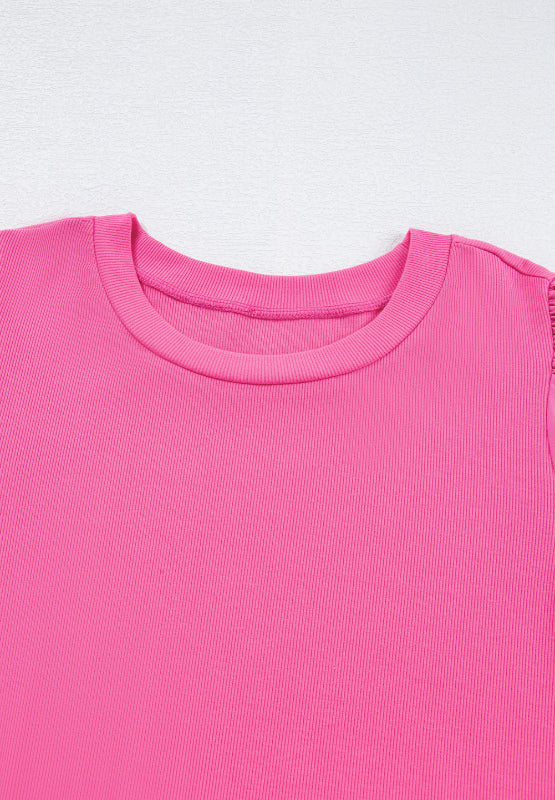 Pearl Detail Round Neck Puff Sleeve Blouse - Classique Collection