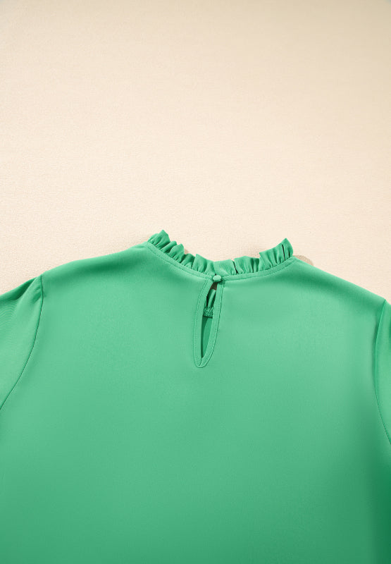 Frill Round Neck Wide Half Sleeve Blouse - Classique Collection