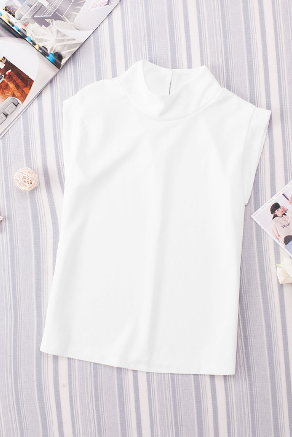 Mock Neck Cap Sleeve Blouse - Classique Collection