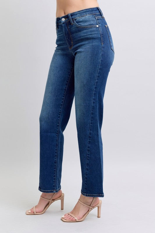 Judy Blue Full Size Side Seam Detail Straight Jeans with Pockets - Classique Collection