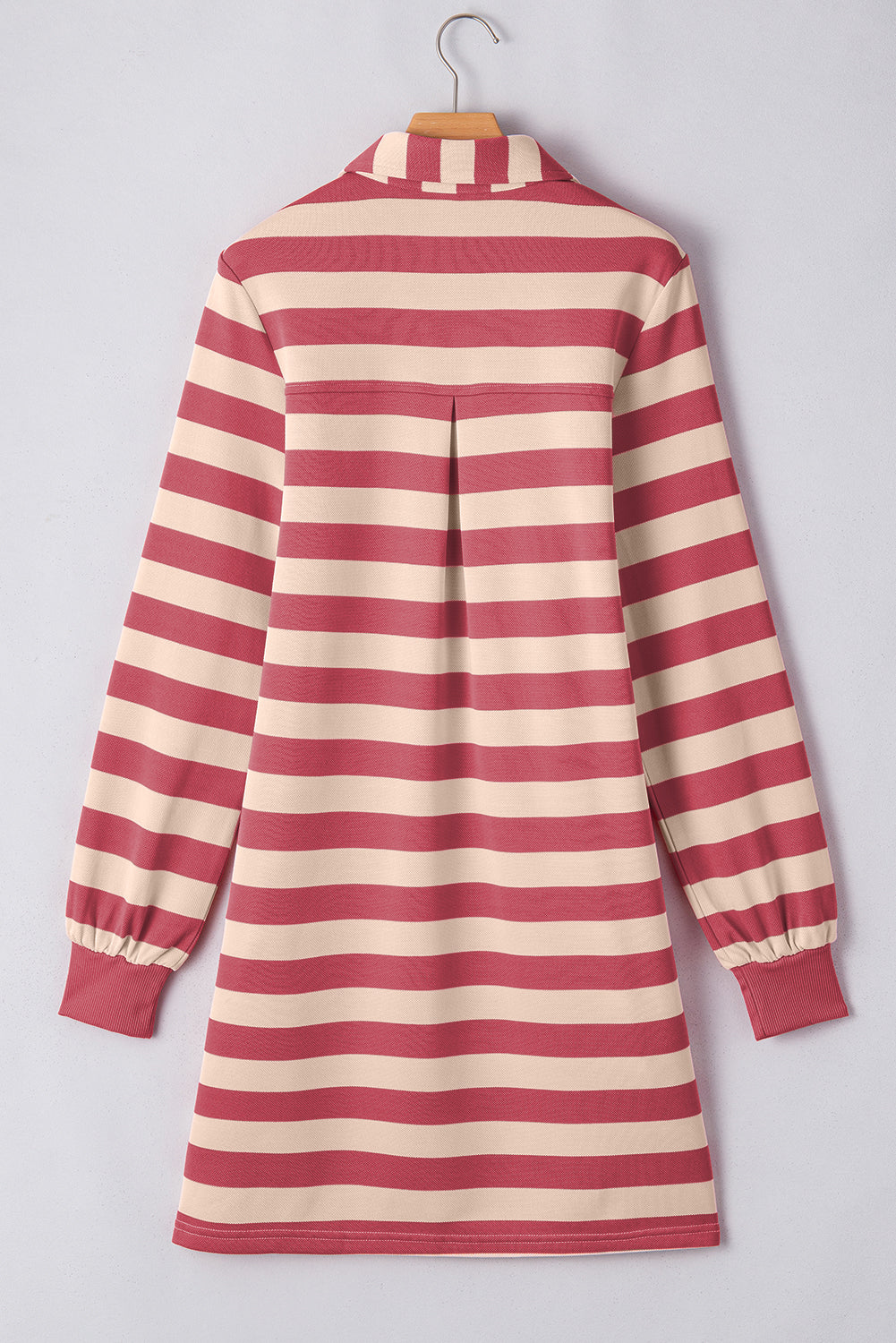 Contrast Striped Johnny Collar Long Sleeve Mini Dress - Classique Collection