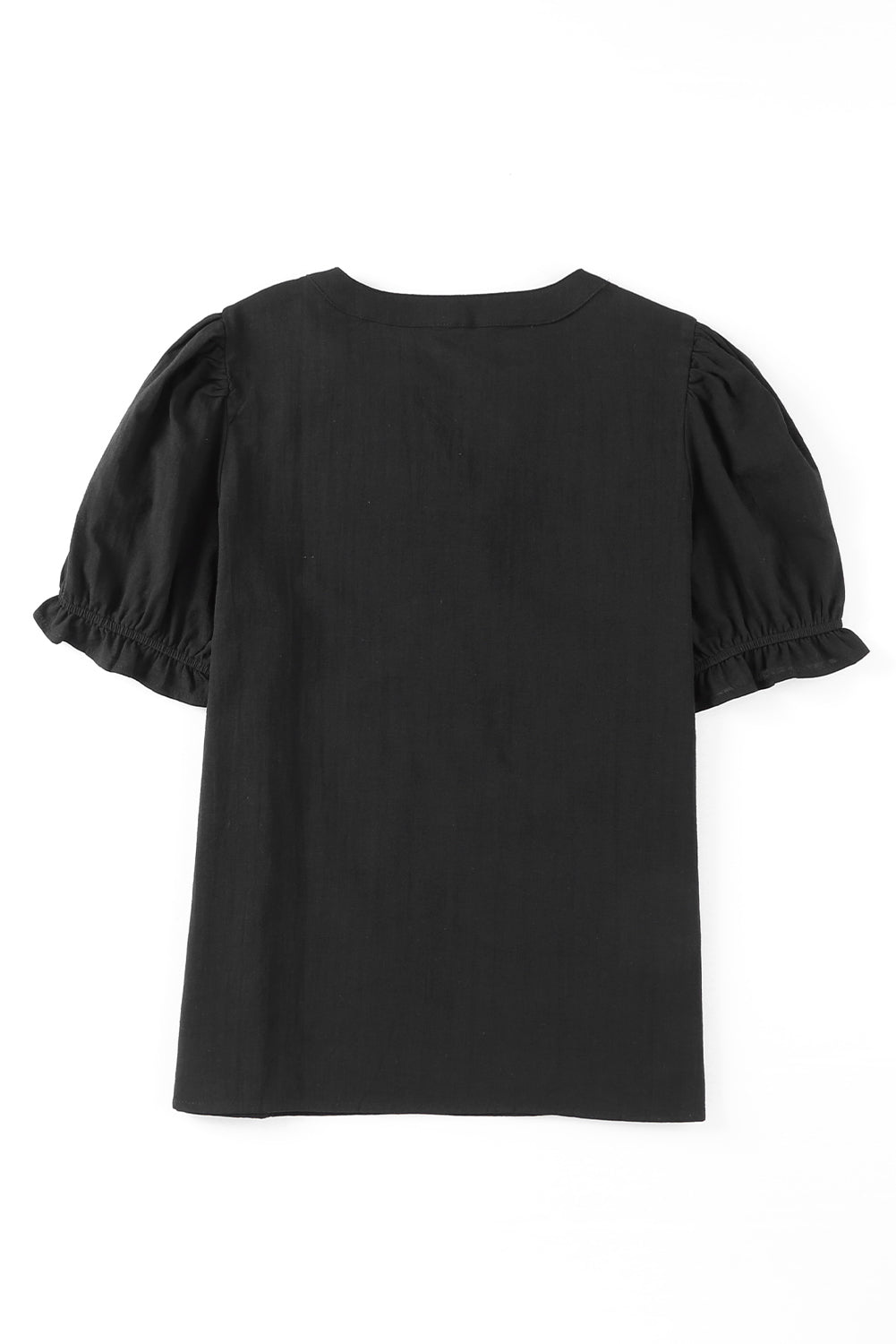 Embroidered Notched Neck Flounce Sleeve Top - Classique Collection