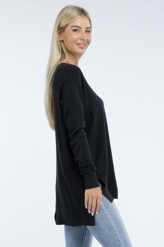 Hi-Low Hem Front Seam Sweater - Classique Collection
