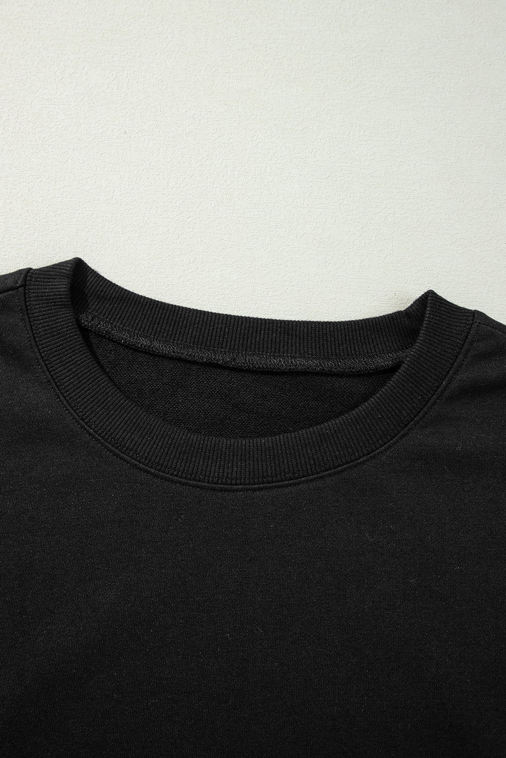 Side Slit Round Neck Long Sleeve Sweatshirt - Classique Collection