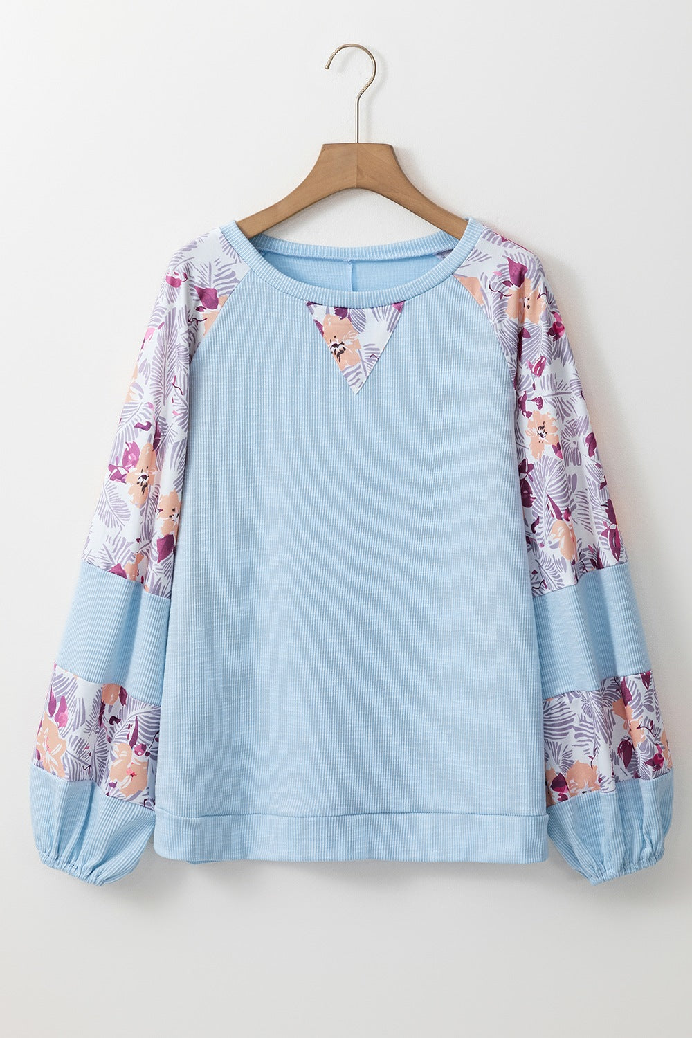 Printed Round Neck Balloon Sleeve Sweatshirt - Classique Collection