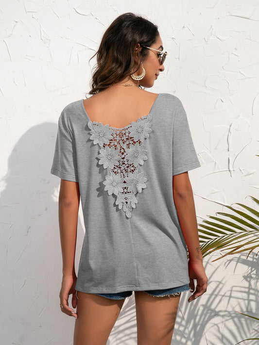 Ivy Lane Lace Trim Short Sleeve Top - Classique Collection