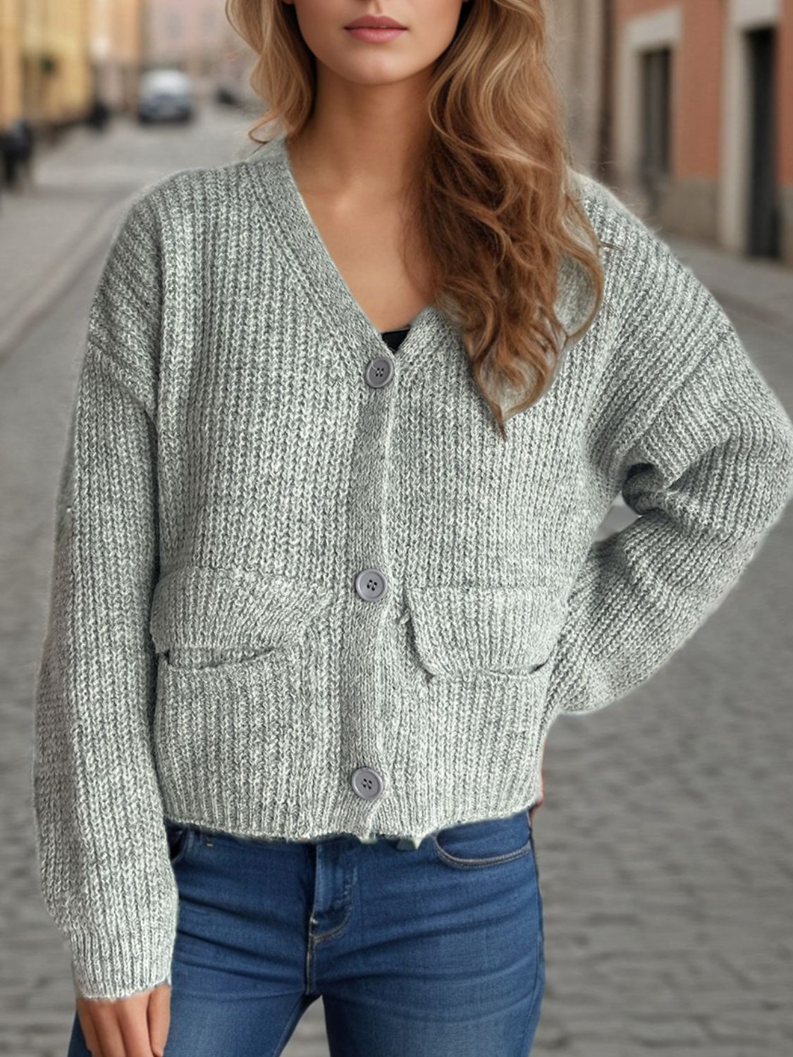 Button Down Long Sleeve Cardigan - ClassiQ