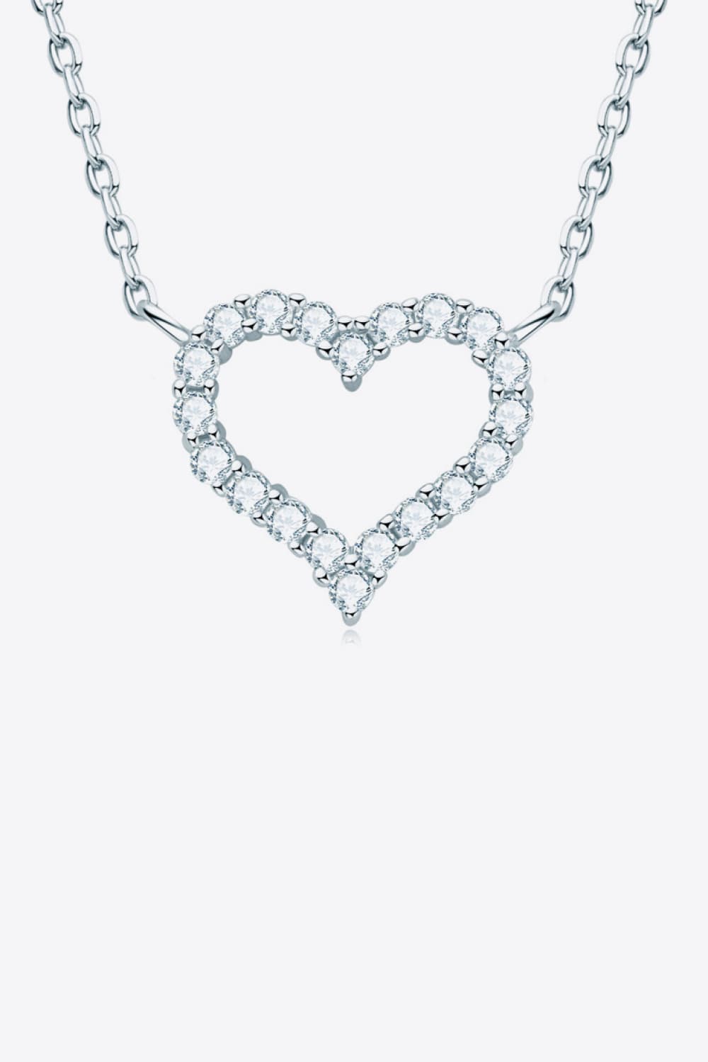 Adored Moissanite Platinum-Plated Heart Necklace - ClassiQ