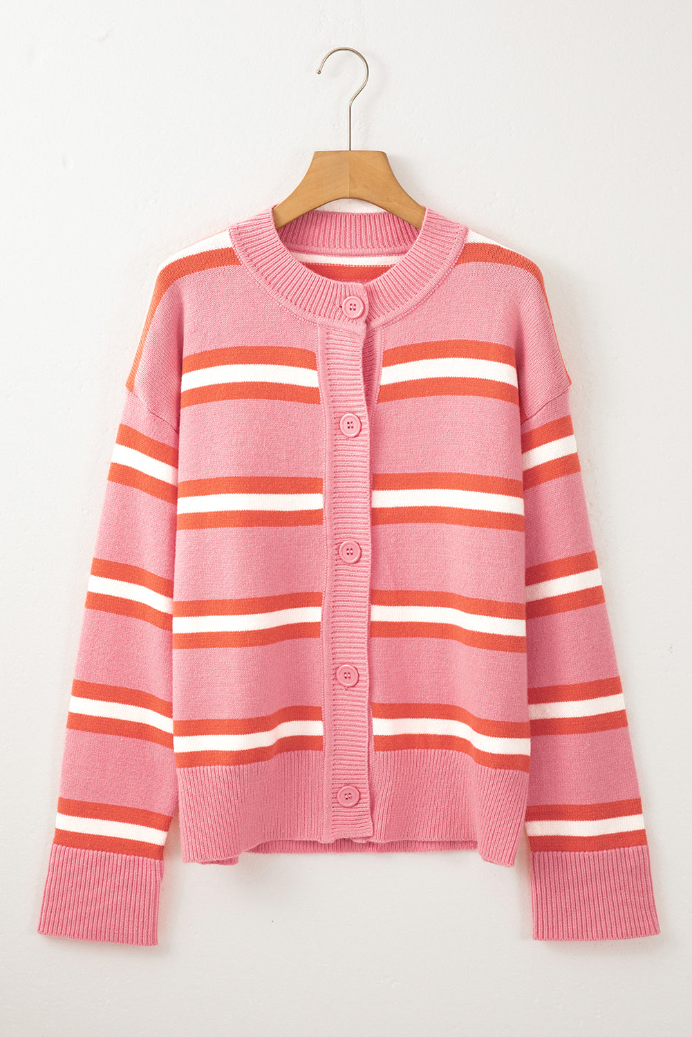 Striped Button Down Long Sleeve Cardigan - Classique Collection