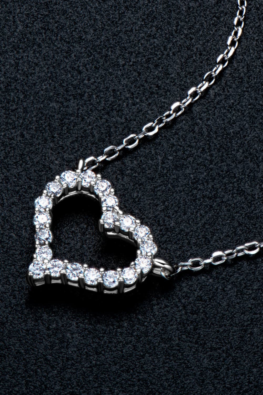 Adored Moissanite Platinum-Plated Heart Necklace - ClassiQ
