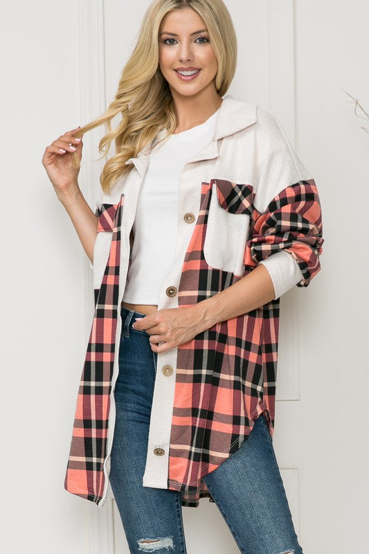 Oversized Mixed Media Knit Shacket - Classique Collection