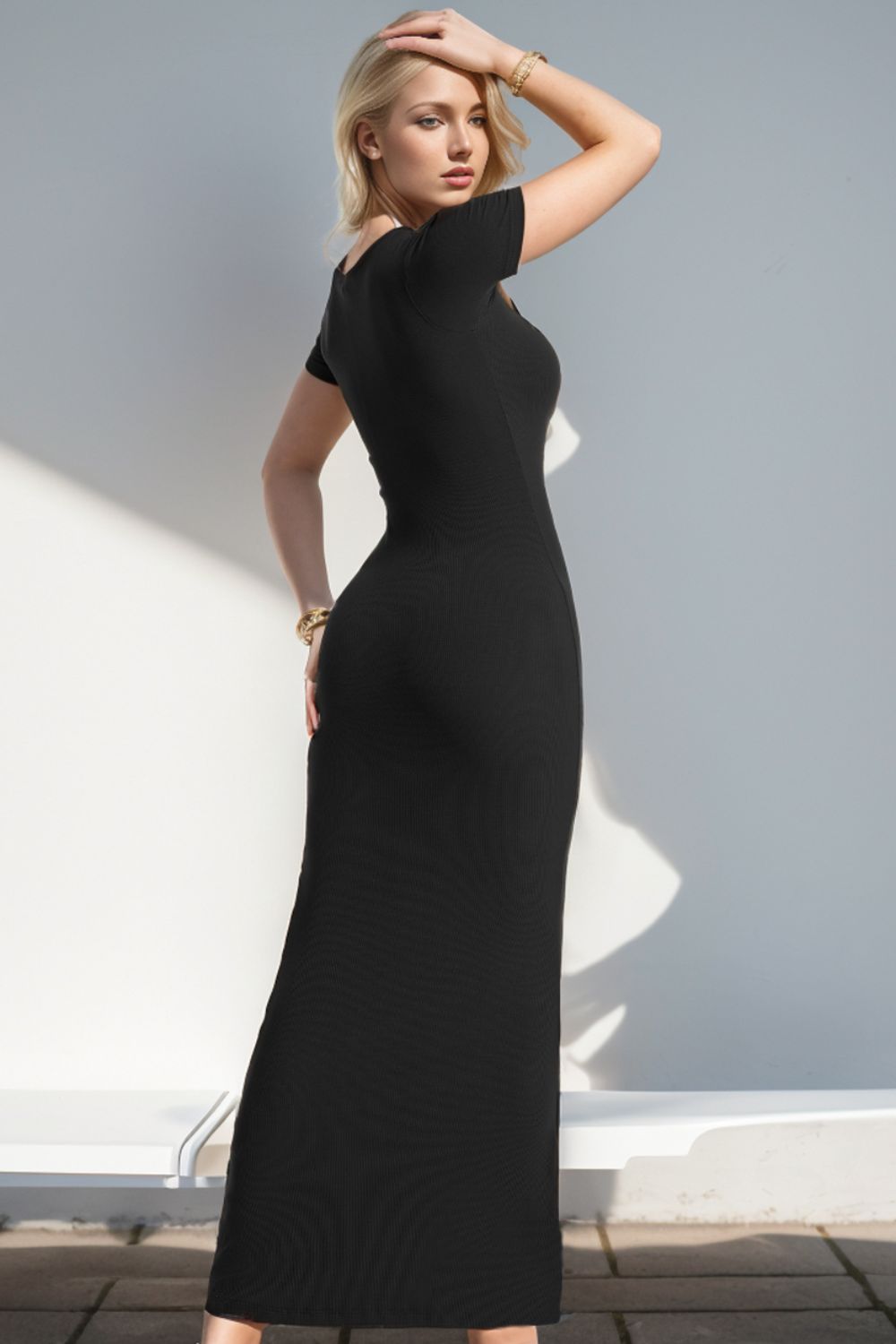 Basic Bae Built-In Shapewear Square Neck Short Sleeve Maxi Dress - Classique Collection