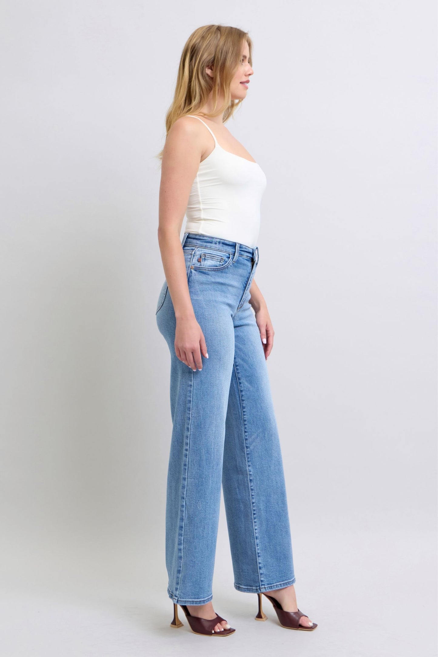 Judy Blue Full Size Wide Leg Jeans with Pockets - Classique Collection