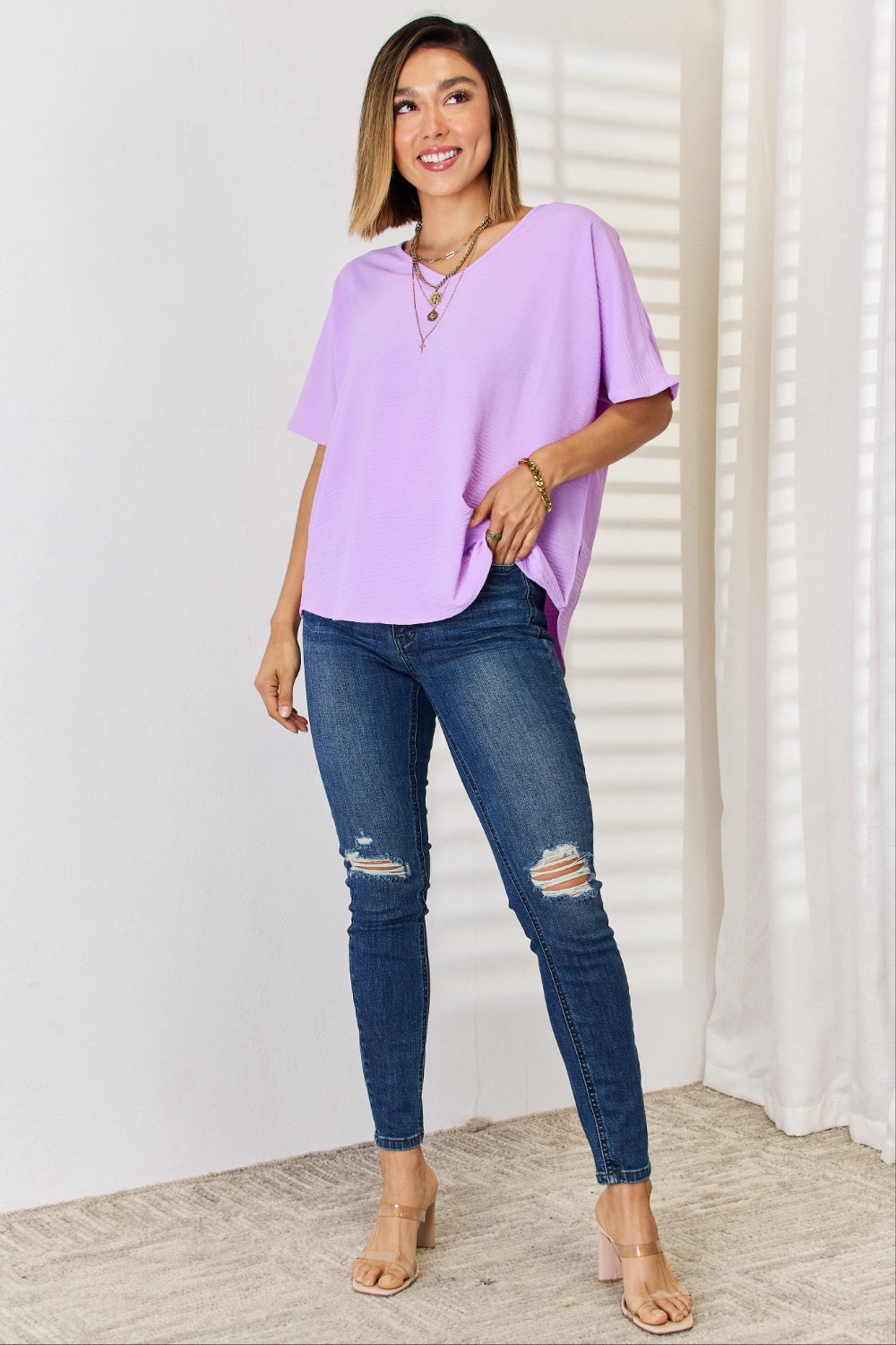 Zenana Texture Short Sleeve T-Shirt - Classique Collection