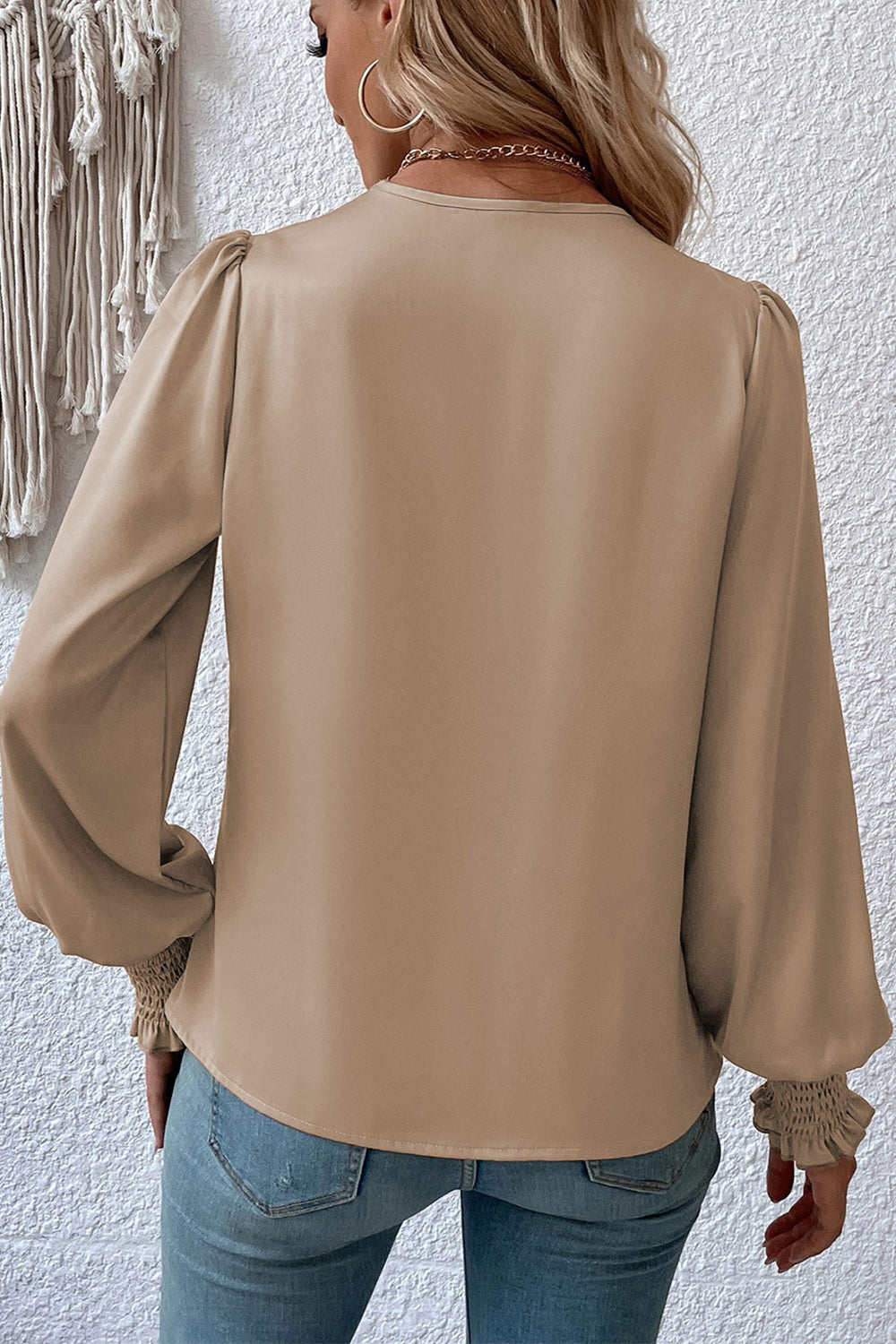 Surplice Neck Lantern Sleeve Blouse - Classique Collection