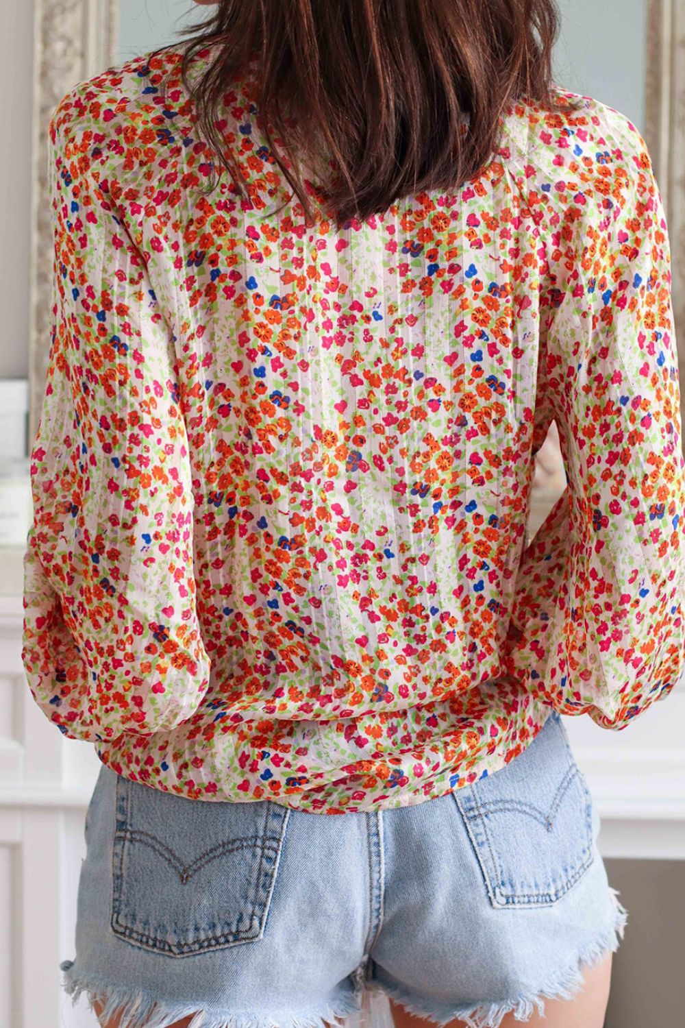 Printed Notched Long Sleeve Shirt - Classique Collection