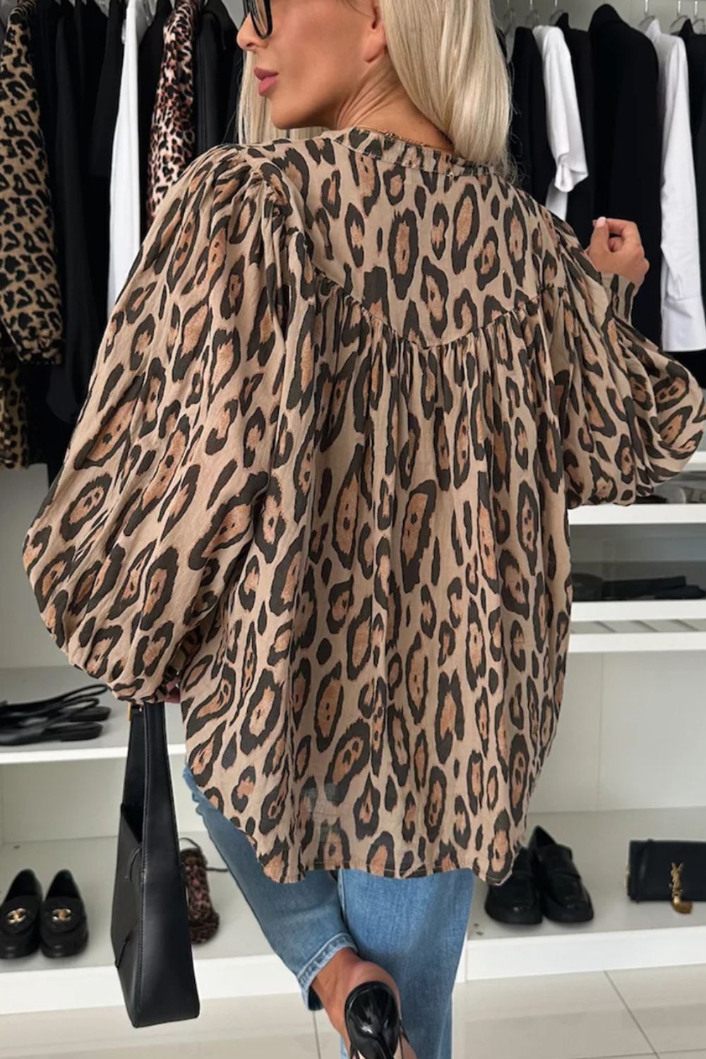 Leopard Print Button Down Long Sleeve Shirt - Classique Collection