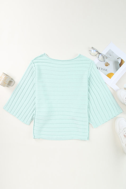 Round Neck Exposed Seams Pullover Top - Classique Collection