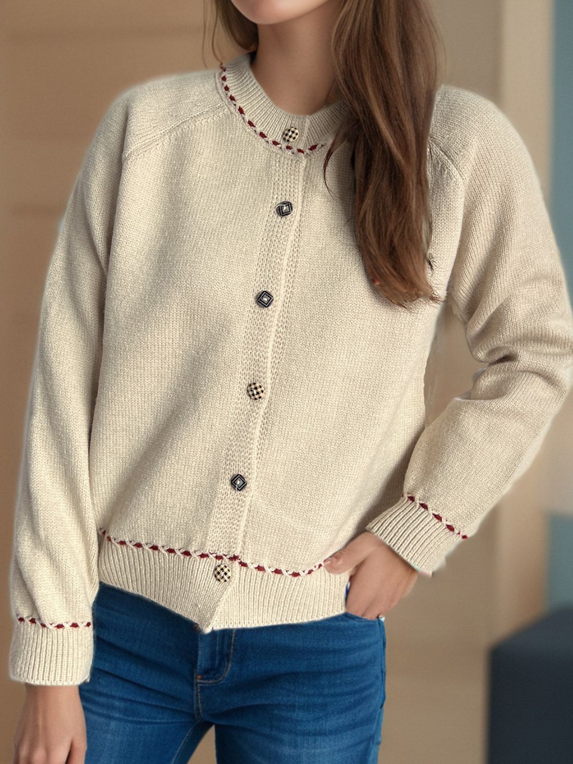 Button Down Long Sleeve Cardigan - ClassiQ