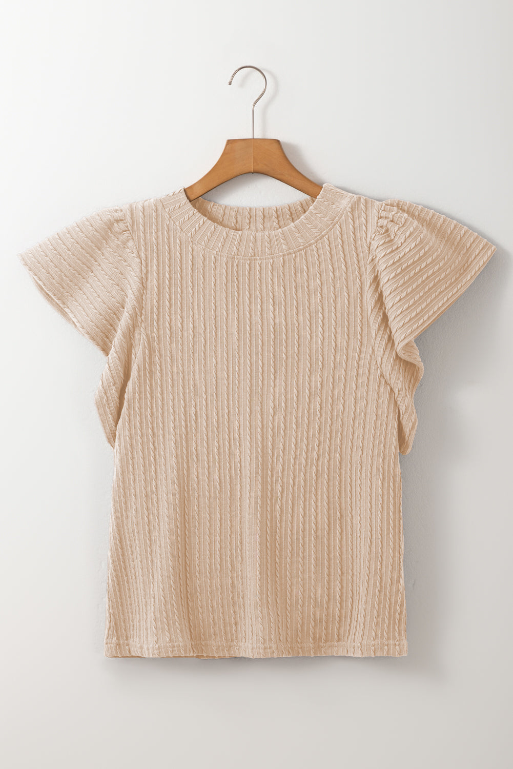 Texture Round Neck Cap Sleeve Top - ClassiQ