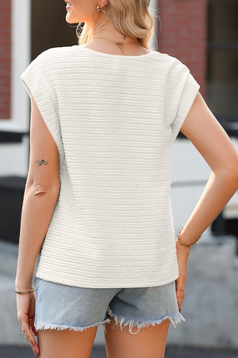 Asymmetrical Neck Short Sleeve Top - Classique Collection