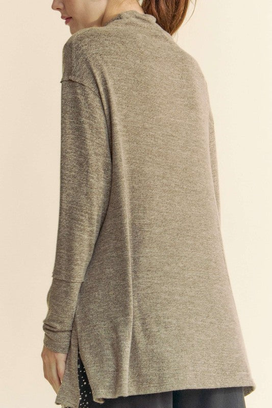 Davi & Dani Slit Mock Neck Long Sleeve Top - Classique Collection