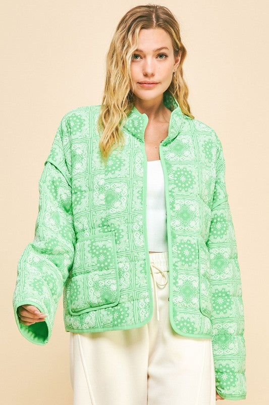 Davi & Dani Vintage Print Open Front Jacket with Pockets - Classique Collection