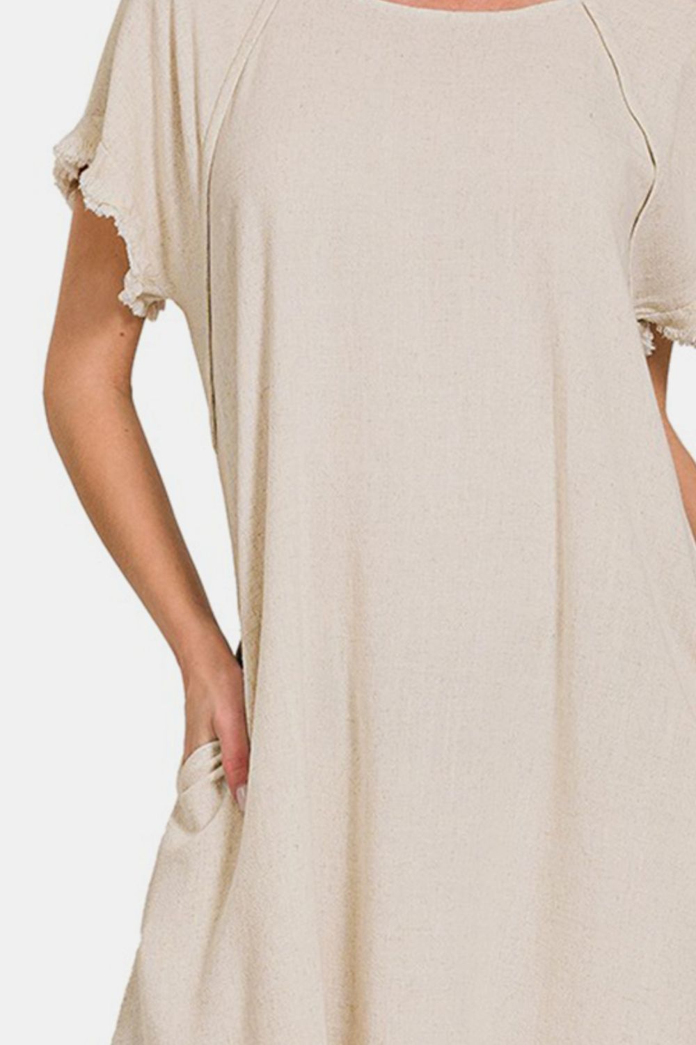Zenana Fringe Edge High Low Flowy Dress with Pockets - Classique Collection