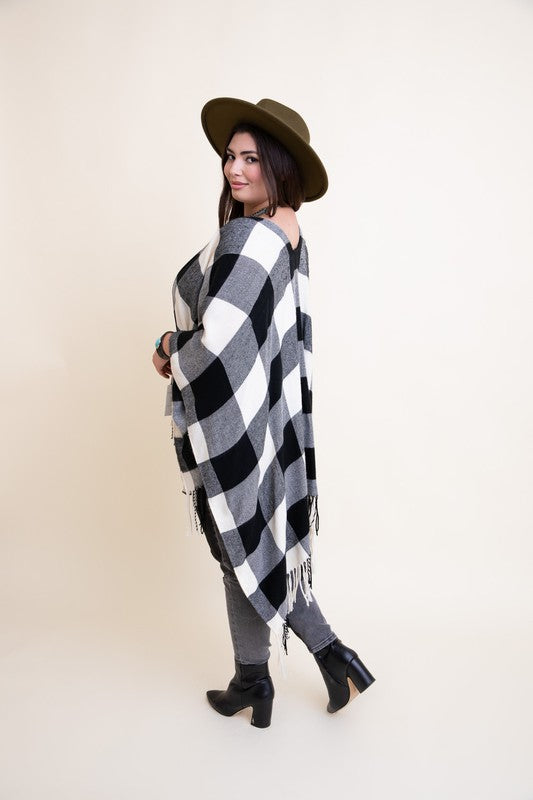Buffalo Check Tassel Poncho - Classique Collection