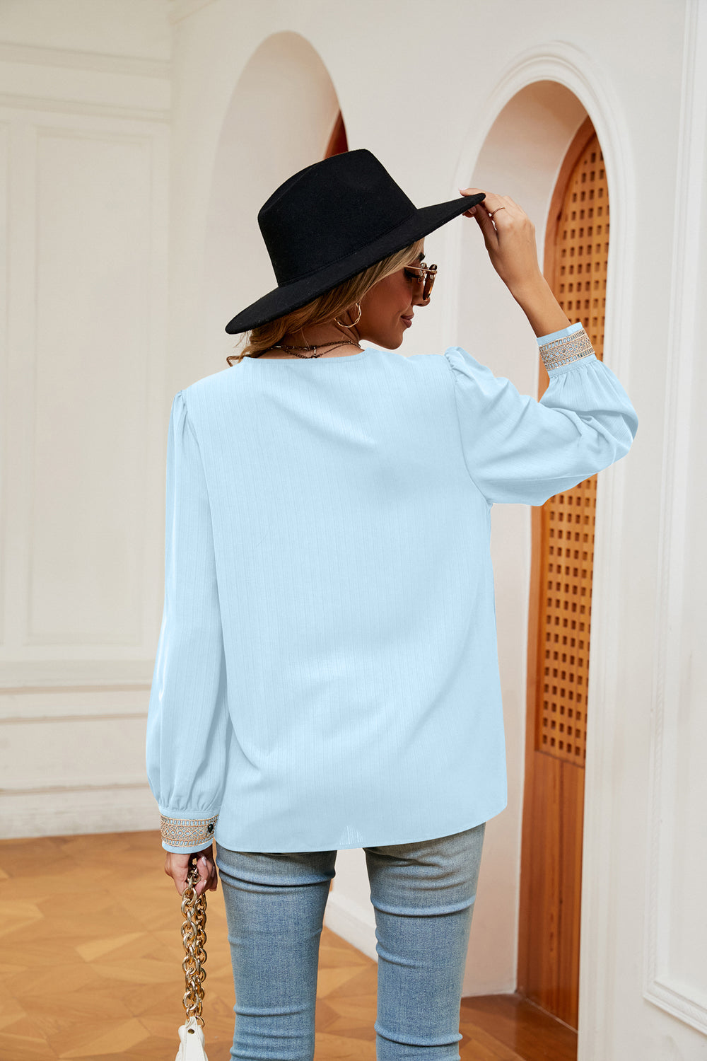 Contrast Puff Sleeve Blouse - Classique Collection