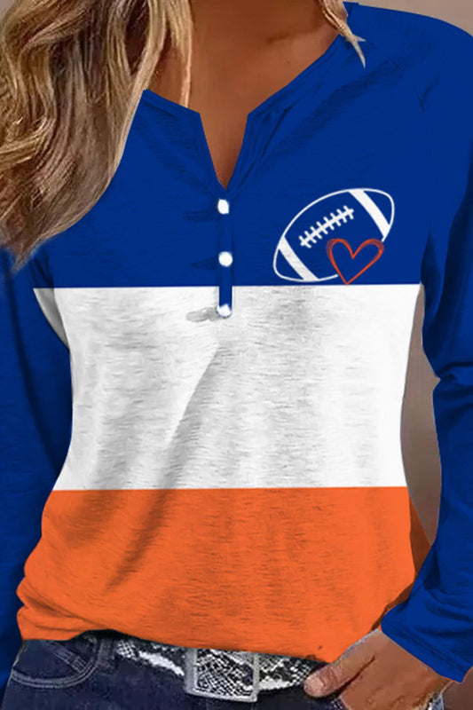 Football Graphic Notched Neck Top - Classique Collection