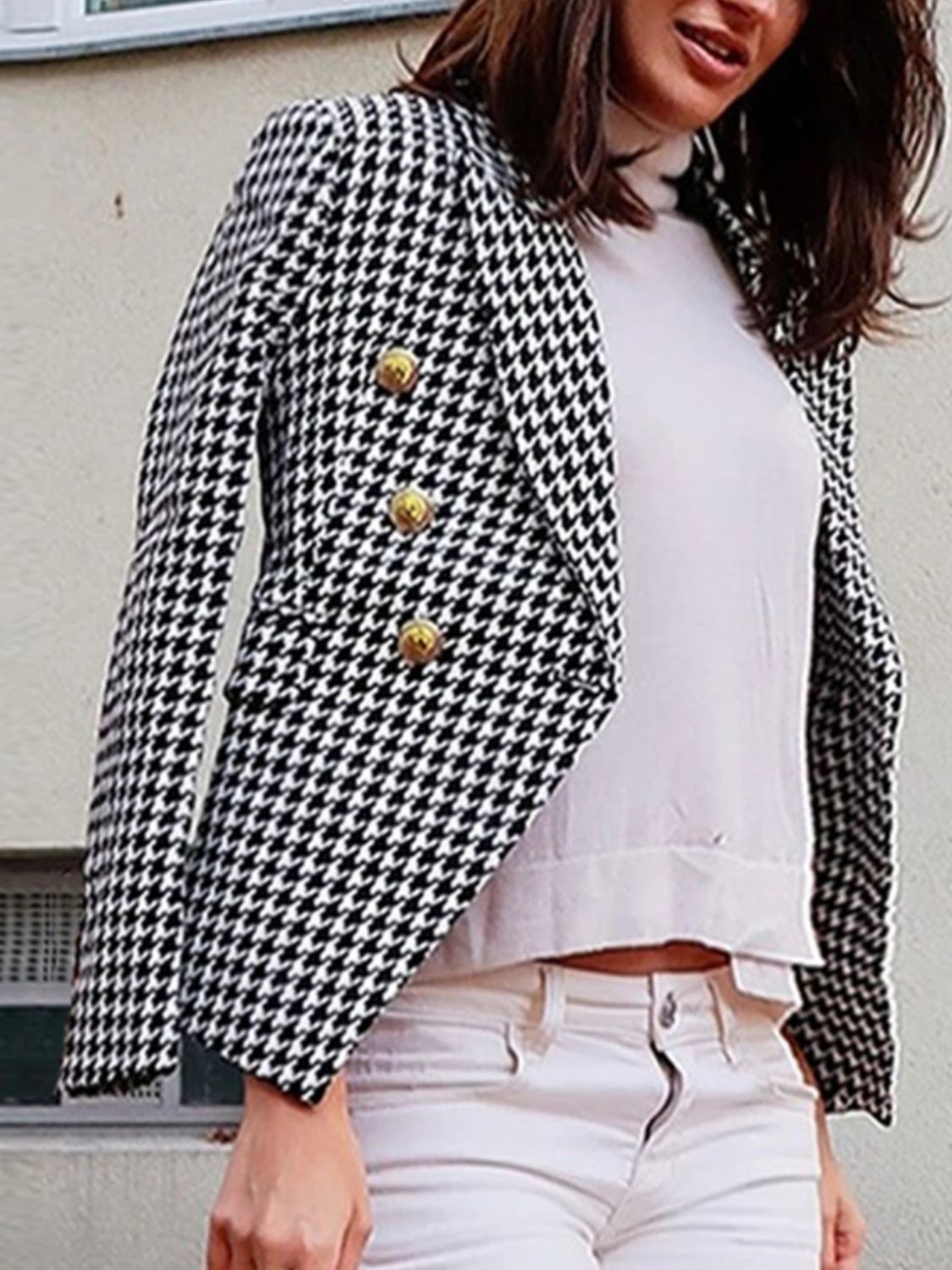 Lapel Collar Long Sleeve Blazer - Classique Collection