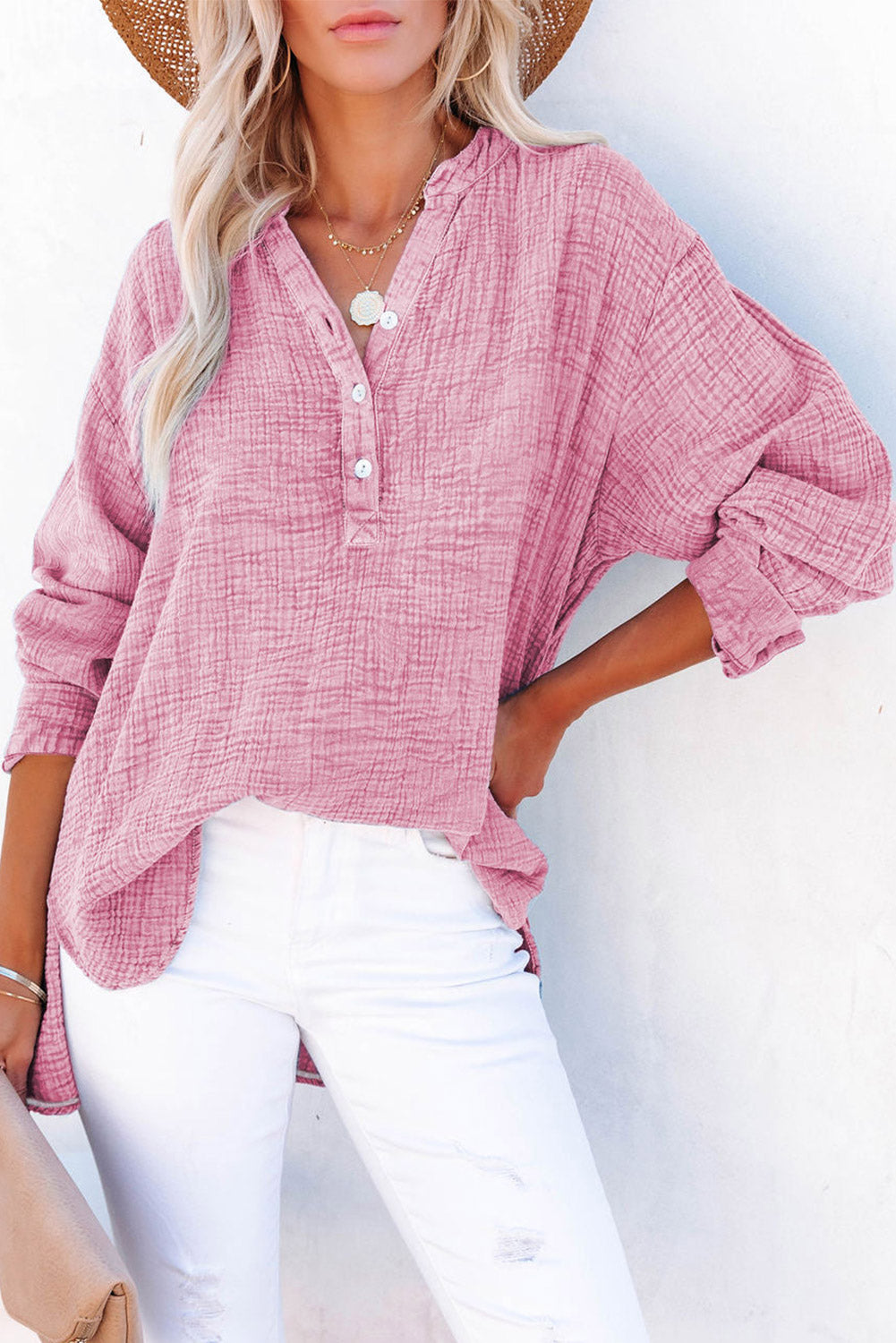 Buttoned Long Sleeve Blouse - Classique Collection