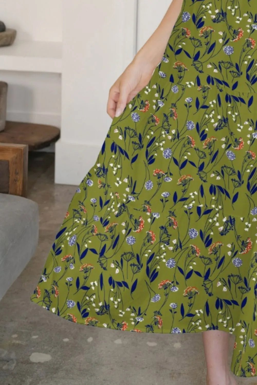FAM - FAM Tiered Printed V - Neck Sleeveless Dress