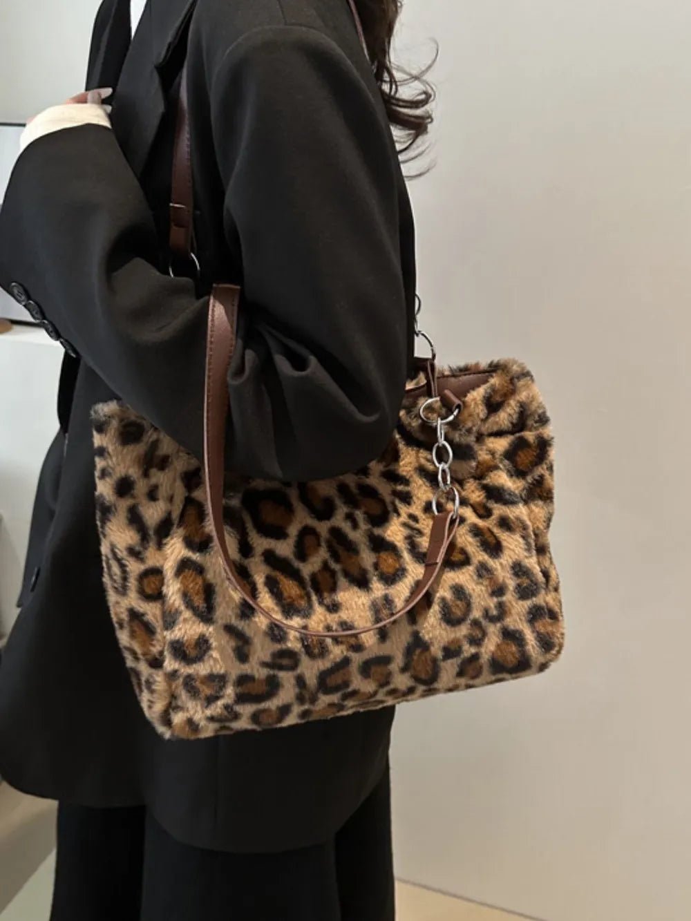 Faux Fur Leopard Shoulder BagBag
