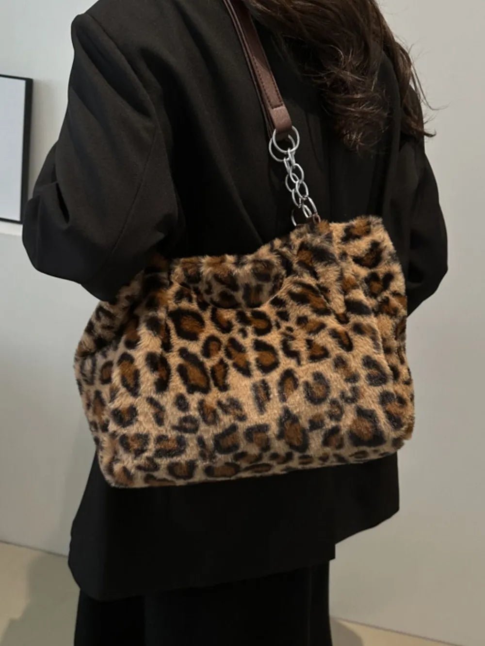 Faux Fur Leopard Shoulder BagBag