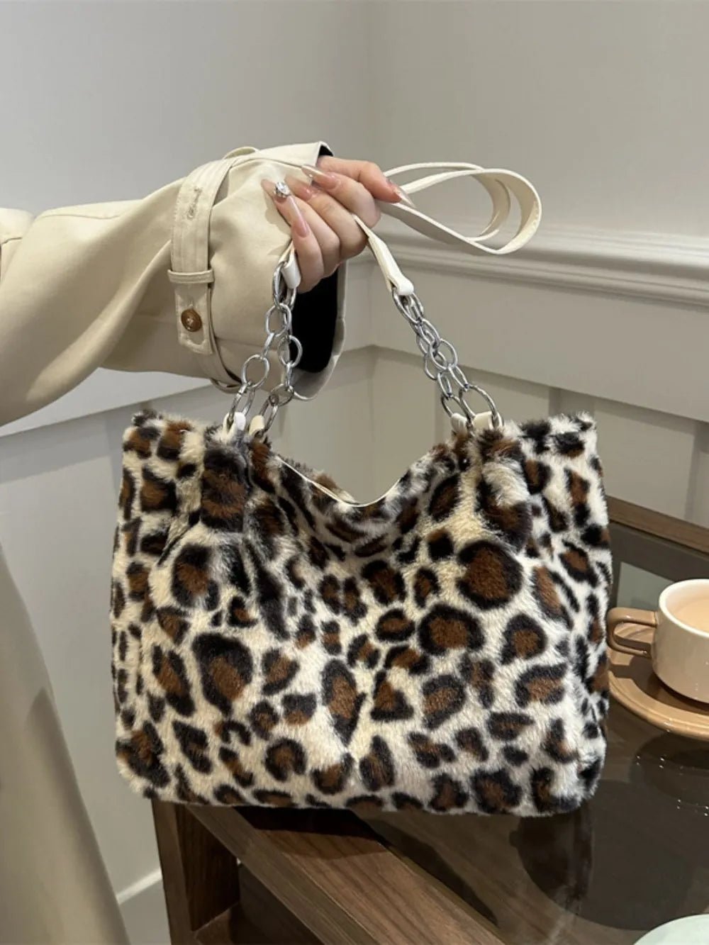 Faux Fur Leopard Shoulder BagBag
