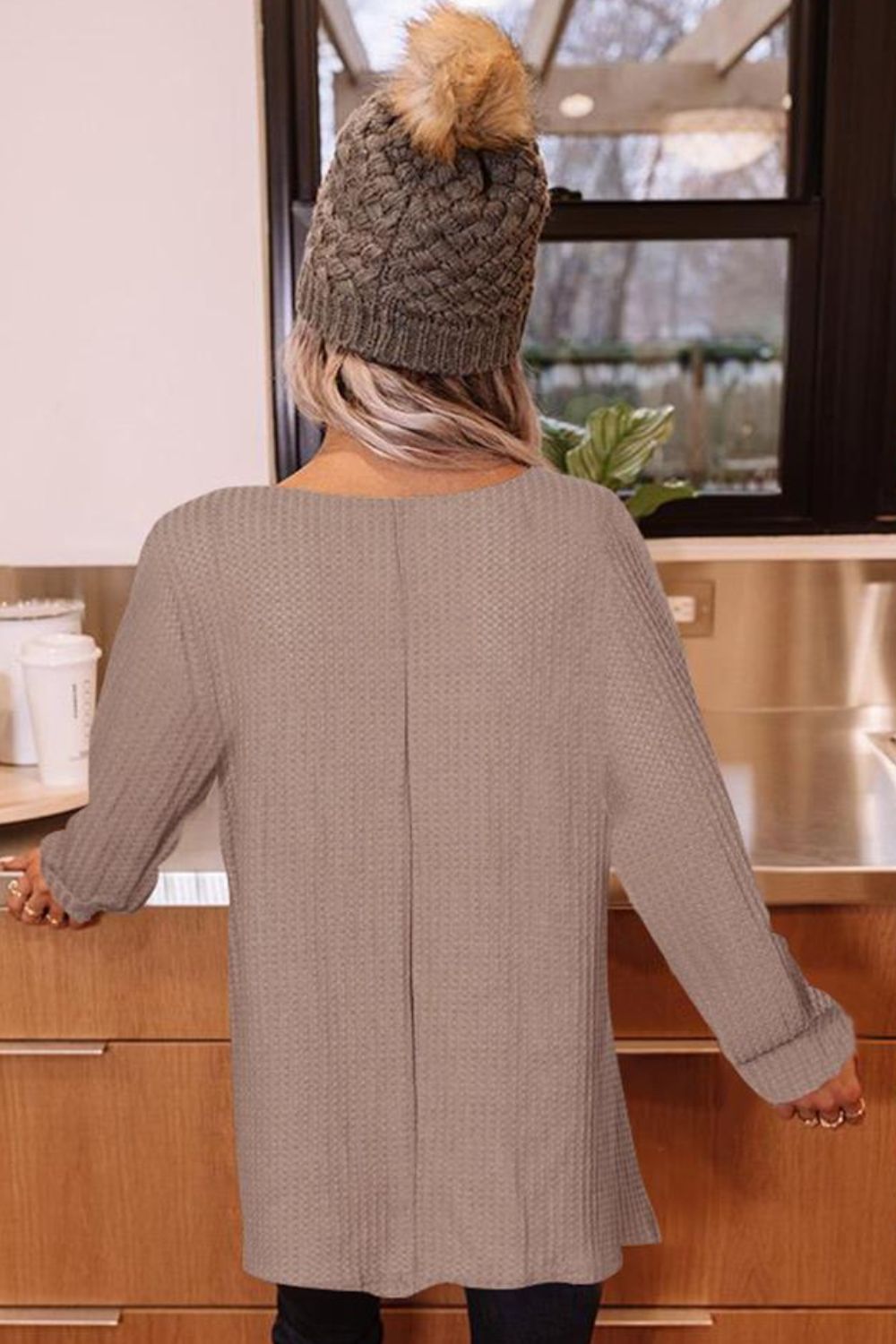 Buttoned Boat Neck Long Sleeve Blouse - Classique Collection