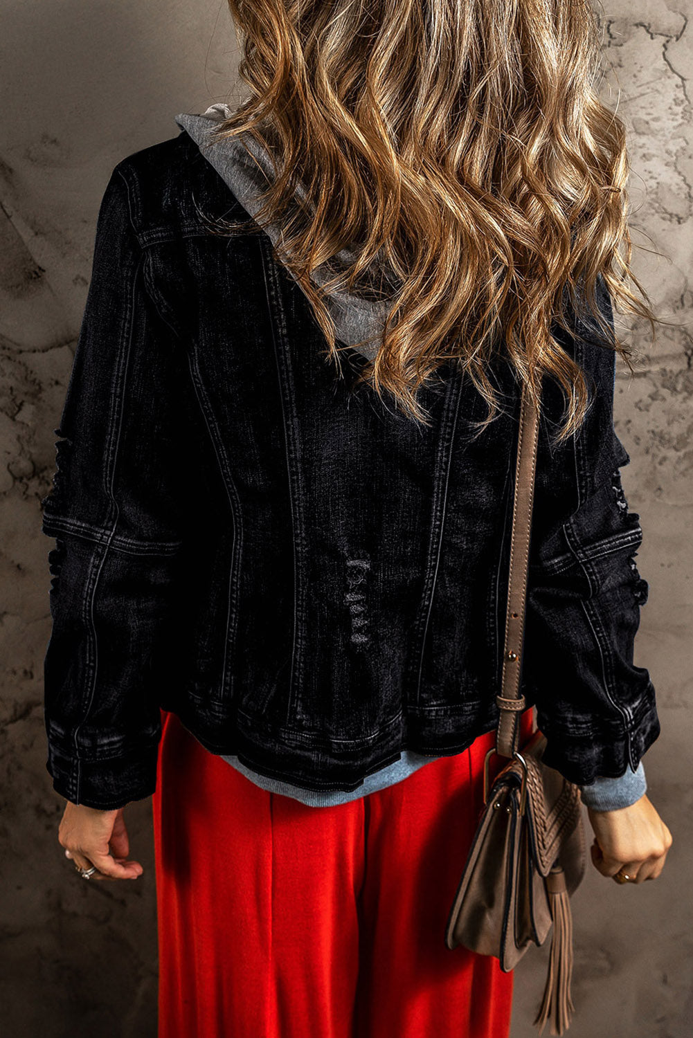 Fake Two-Piece Hooded Zip-Up Denim Jacket - Classique Collection