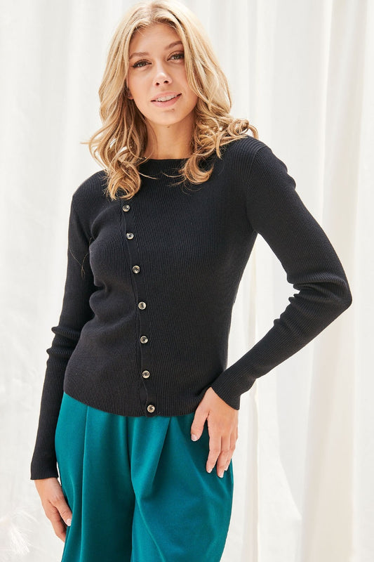 Faith Apparel Button Up Long Sleeve Knit Top - ClassiQ