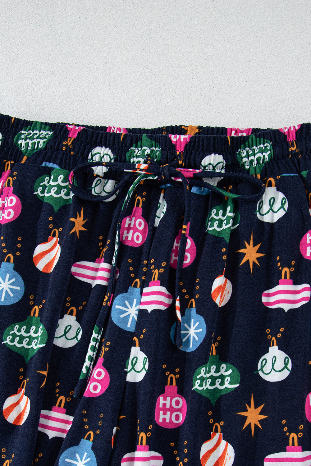 Christmas Lights Print Collared Neck Top and Pants Set - ClassiQ
