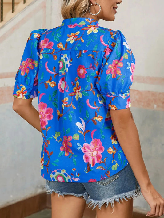 Floral Print Button - Up Short Sleeve Shirt