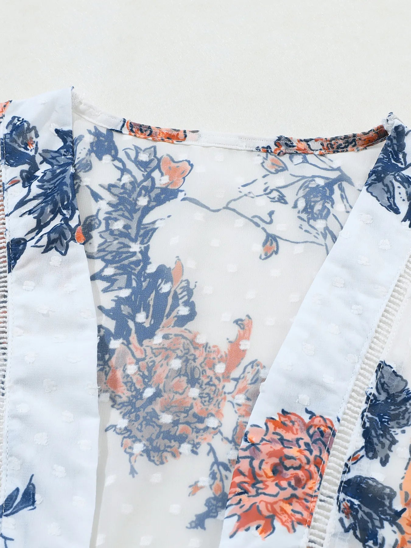 Floral Print Open Front Cover Up